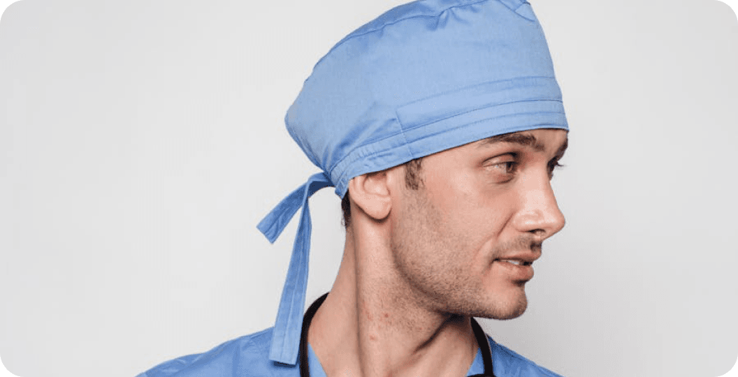 Healthcare professional in surgical cap reviewing opportunities